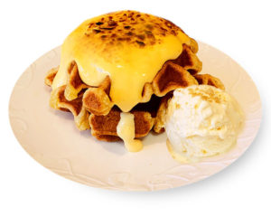 Creme Brulee Mochi Waffle with Ice Cream